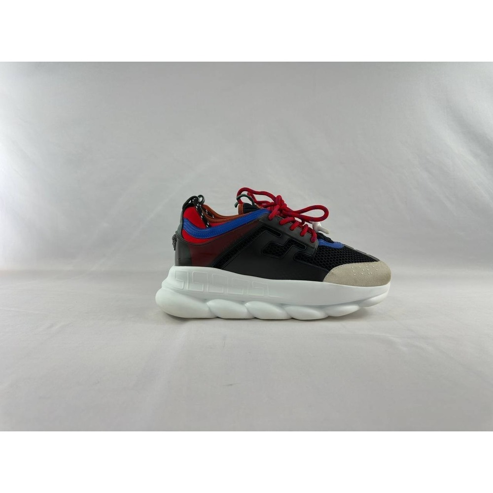 Versace Chain Reaction Red Blue Black Sneakers Men's Size 44 US 11